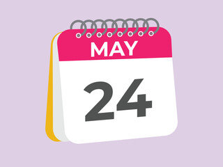May 24 calendar reminder. 24 May daily calendar icon template. Calendar 24 May icon Design template. Vector illustration
