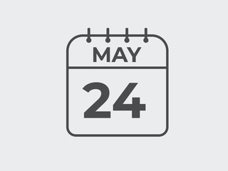 May 24 calendar reminder. 24 May daily calendar icon template. Calendar 24 May icon Design template. Vector illustration
