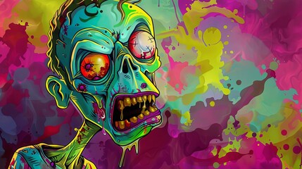 Vibrant zombie with psychedelic colors
