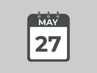 May 27 calendar reminder. 27 May daily calendar icon template. Calendar 27 May icon Design template. Vector illustration
