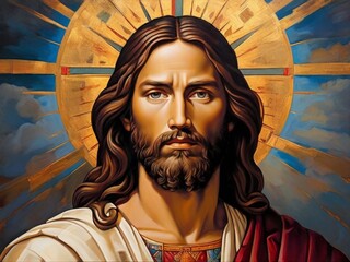 a painting of jesus with the words jesus on it © Vladimir Steblev