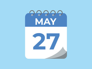 May 27 calendar reminder. 27 May daily calendar icon template. Calendar 27 May icon Design template. Vector illustration
