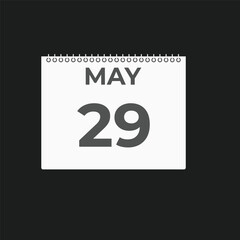 May 29 calendar reminder. 29 May daily calendar icon template. Calendar 29 May icon Design template. Vector illustration
