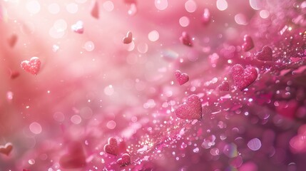 A pink background with hearts and sparkles, creating an enchanting atmosphere for Valentine's Day.