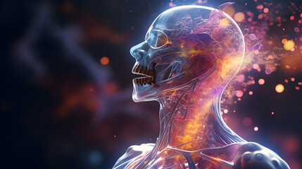 a conceptual image of experiencing heartburn, characterized by discomfort or burning sensation in the chest. The photo illustrates the symptoms of acid reflux and digestive issues