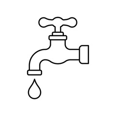 Water tap line icon isolated on white background.