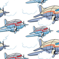  Vector Illustration of Airplane with Cute Cartoon Illustration Available for Pattern