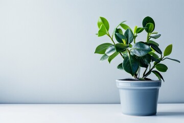 Green Plant in Ceramic Pot on Minimalist Background
