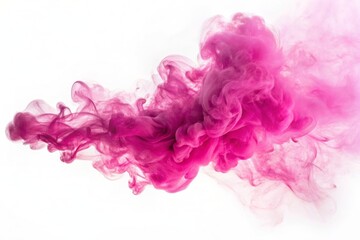 Pink smoke plume isolated on white background