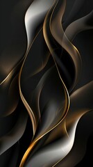 Luxurious Golden Curves Abstract Background with Elegant Black Waves