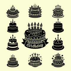 Happy Birth Day cakes vector illustration