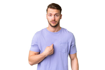 Fototapeta premium Young handsome caucasian man over isolated chroma key background pointing to oneself