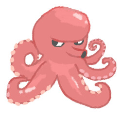 睨んでいるタコ