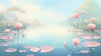 enchanted ponds, pink lilies