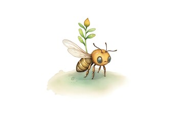 honey bee, watercolor wash