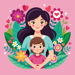 mothers day flat vector illustration