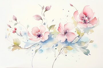 wild roses, dusty watercolor