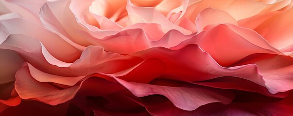 A gentle gradient transition from pale pink to fiery red, like the petals of a blooming rose