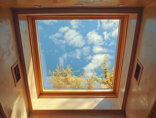 Brighten Your Home with Natural Light Streaming Through Cozy Skylight Window Frame
