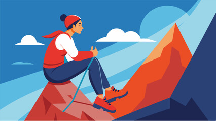There are moments of pause and rest along the way allowing the climber to reflect on their progress and recommit to the pursuit of virtue.. Vector illustration