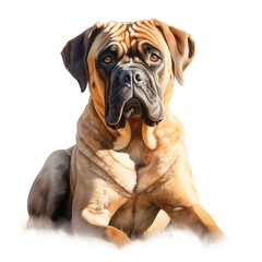 Obraz premium Bullmastiff. English mastiff dog clipart. Watercolor illustration. Generative AI. Detailed illustration.