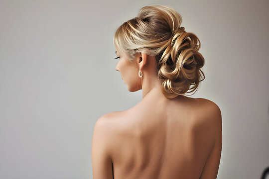 hair styling, bare back