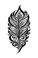 Fototapeta premium Botanical black and white pattern. For use on tattoos, posters, textiles, T-shirt printing. Generated by Ai