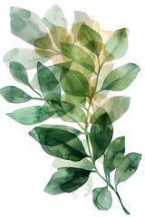 Green Watercolour Floral Element