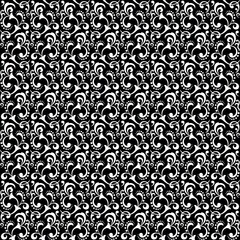 Flower pattern. Seamless white and black ornament. Graphic vector background. Ornament for fabric, wallpaper, packaging.