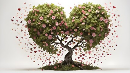 Fototapeta premium a lush, leafy tree with blooms that are hearts