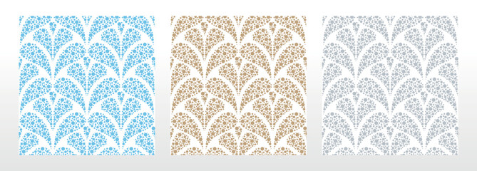 Collection of flower geometric patterns. Seamless vector backgrounds. Colored ornaments. Ornament for fabric, wallpaper, packaging. Decorative prints