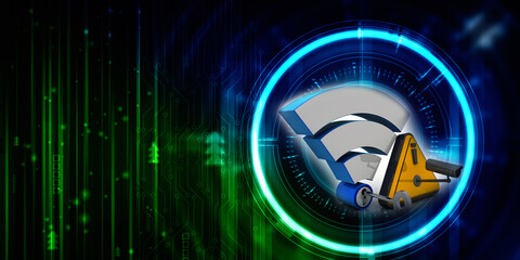 Fototapeta premium 3d illustration WiFi symbol sign under CCTV camera
