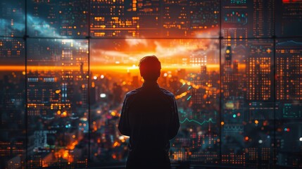 Fototapeta premium Mutual fund manager monitoring global investments, broad and detailed