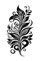 Botanical black and white pattern. For use on tattoos, posters, textiles, T-shirt printing. Generated by Ai