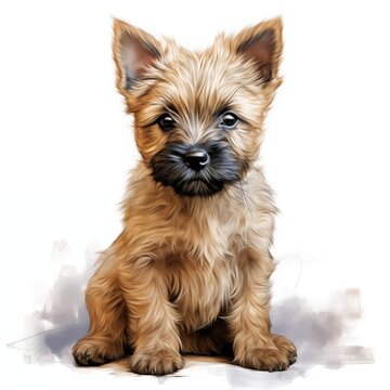 recommend clip art: Cairn terrier. Puppy dog. Cairn terrier clipart. Watercolor illustration. Generative AI. Detailed illustration.