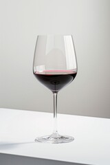 Elegant Glass of Red Wine on White Surface