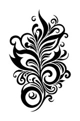 Botanical black and white pattern. For use on tattoos, posters, textiles, T-shirt printing. Generated by Ai