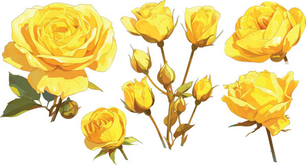 yellow rose clipart vector for graphic resources