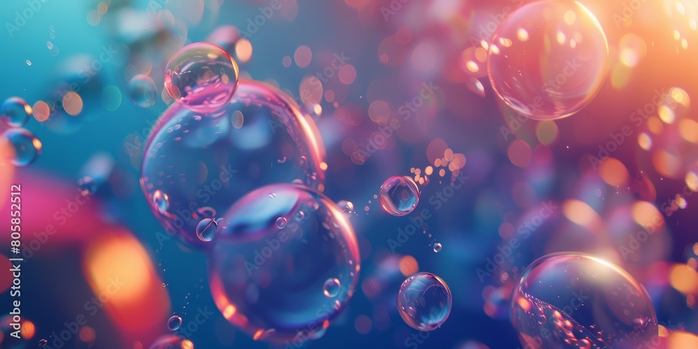 Wall mural a colorful image of many small bubbles floating in the air