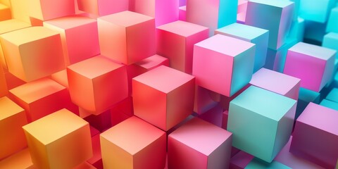 Obraz premium A colorful image of pink and yellow cubes arranged in a pattern