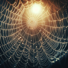 Naklejka premium spider web with dew drops
