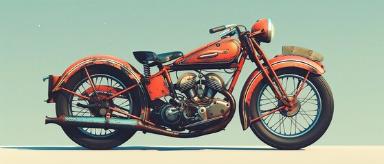 Fototapeta premium vintage motorcycle, classic motorcycle, generative AI illustration
