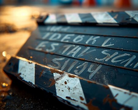 Clapperboard in action, macro, crisp details for a dynamic filmmaking wallpaper , vibrant