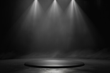 Empty Stage with Spotlights in Dark Theater  