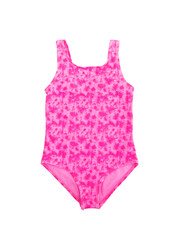 Beautiful bright pink baby swimsuit, layout, clipping, isolated on white background.