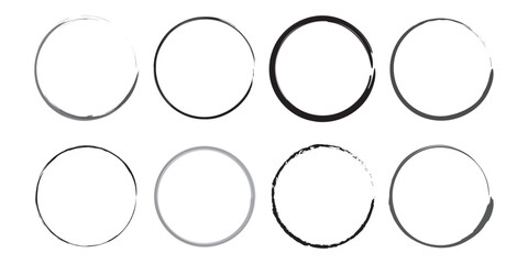Set of black brush circle. Vector illustration isolated on white background