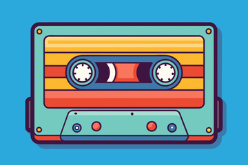 Obraz premium Cassette tape icon. Music sound melody song and musical theme. Colorful design. Vector illustration