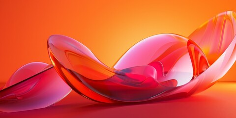 A red and orange abstract design with a curved shape