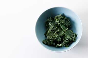 Fresh green Kale leaf salad vegetable on white background