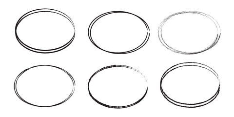 Set of black brush circle. Vector illustration isolated on white background